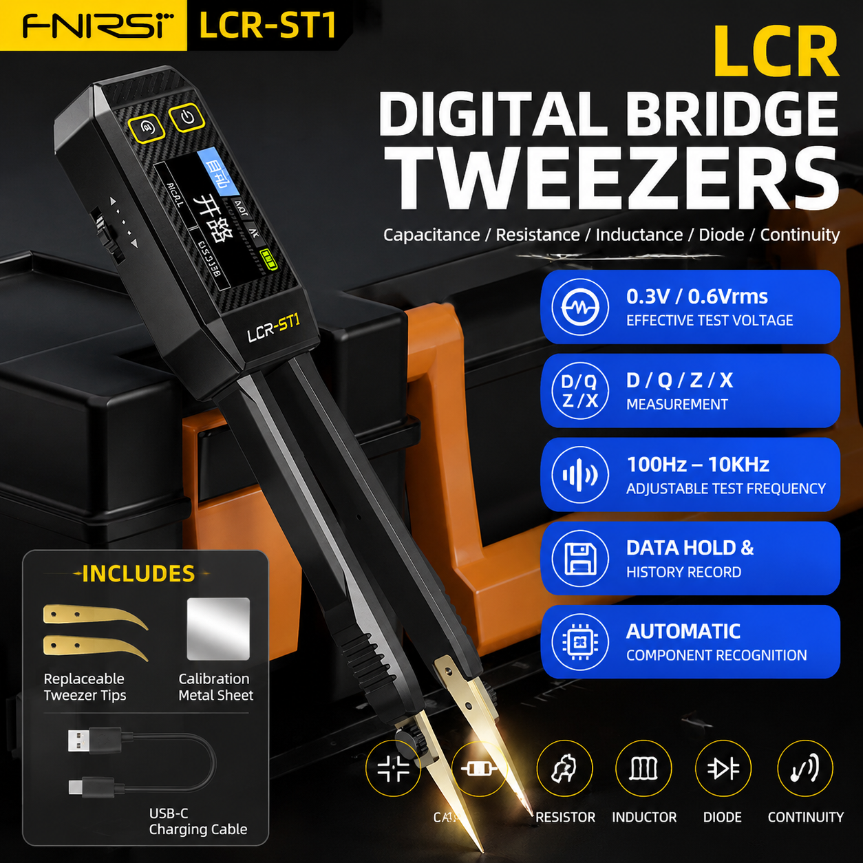 FNIRSI LCR-ST1 Mini Smart Twee - Smd Tweezer Set ulasan dan harga