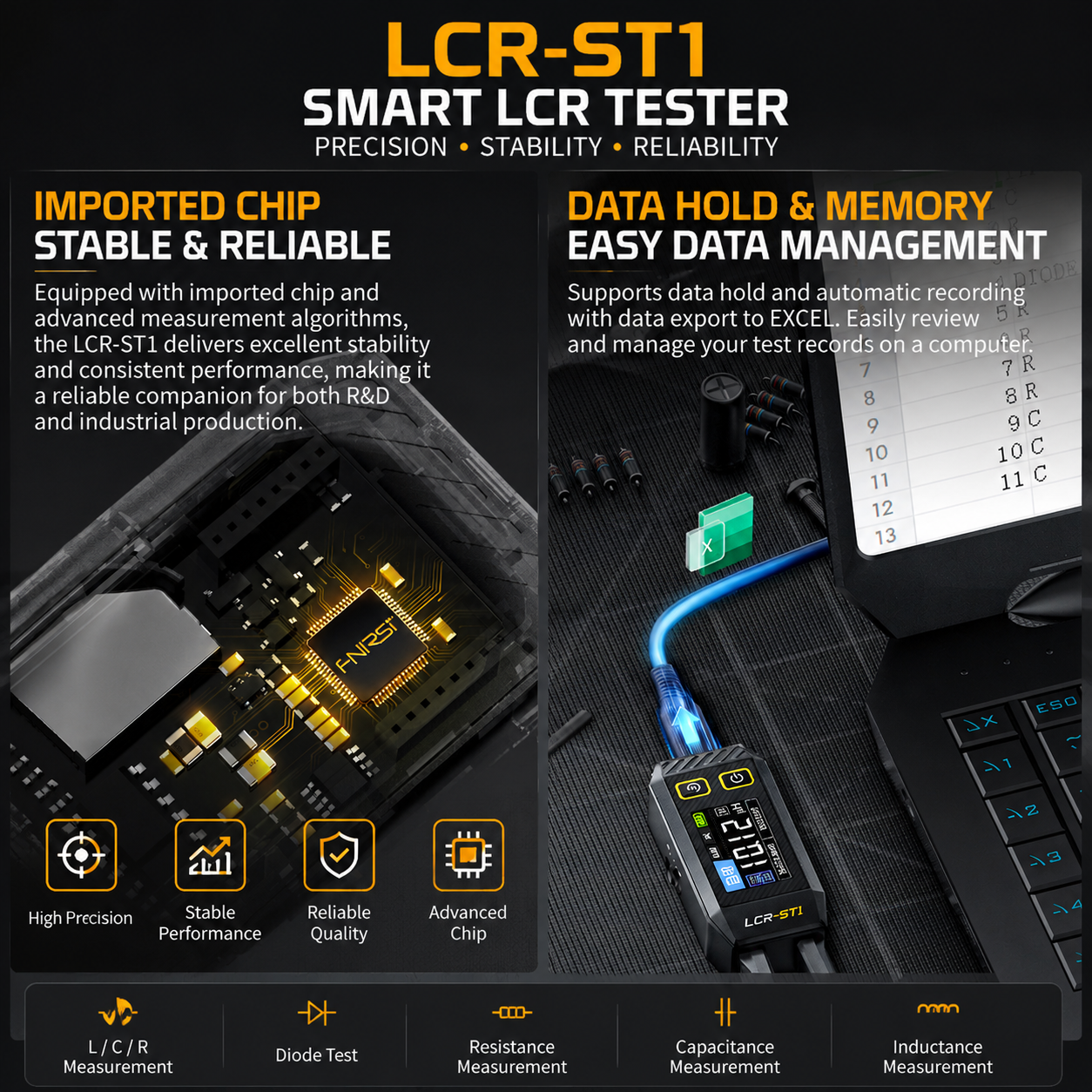 FNIRSI LCR-ST1 Mini Smart Twee - Smd Tweezer Set ulasan dan harga